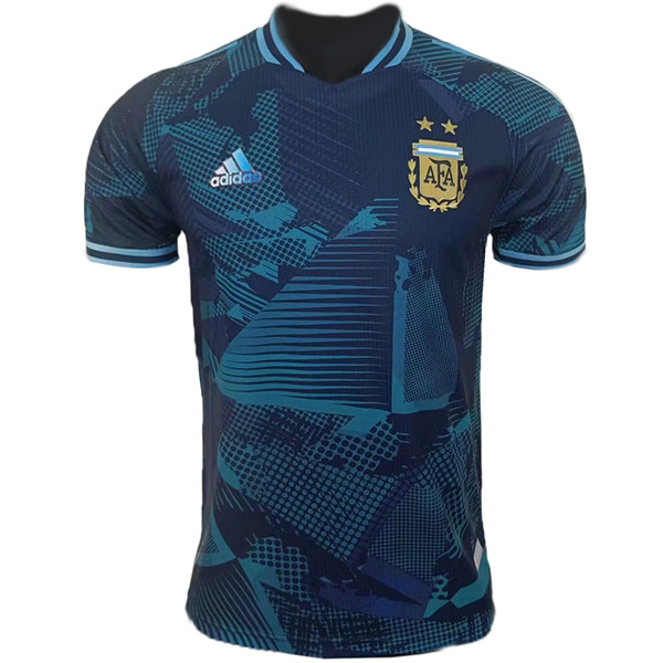 Argentina pre-match training soccer uniform men's football tops sport cyan shirt 2022